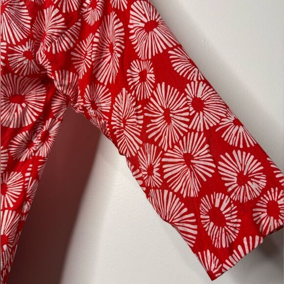 LOFT Red White Firework Print Long Open Duster Kimono Coverup. Size XS/S - Picture 6 of 11